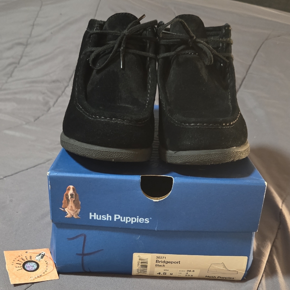 Hush Puppies Black Suede Boys Footwear